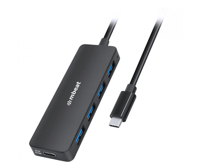 mbeat 4-Port USB Hub with USB-C DC Port