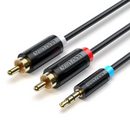 Vention 3.5MM Male to 2-Male RCA Adapter Cable 5M Black