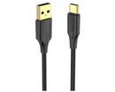 Vention Nylon Braided USB 2.0 A Male to C Male 3A Cable 1M Black - with LED indicator