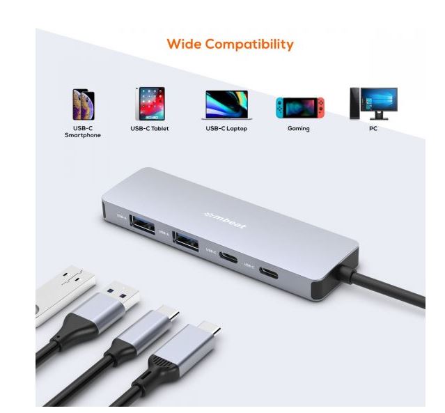 mbeat Elite 4-Port 10Gbps USB-C Gen 2 Hub (2A+2C)