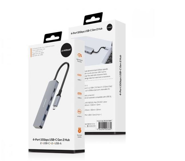 mbeat Elite 4-Port 10Gbps USB-C Gen 2 Hub (2A+2C)