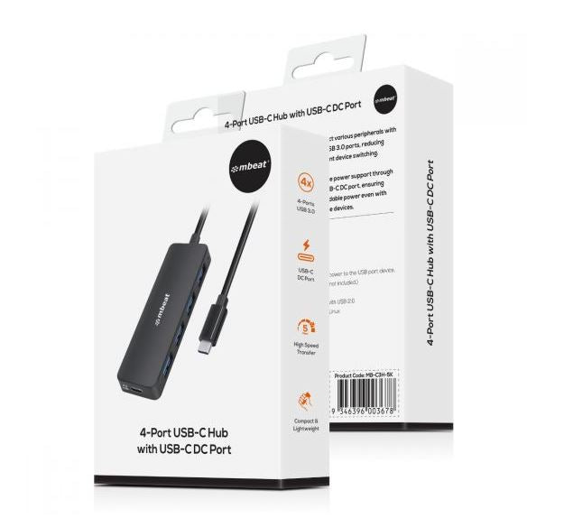 mbeat 4-Port USB Hub with USB-C DC Port
