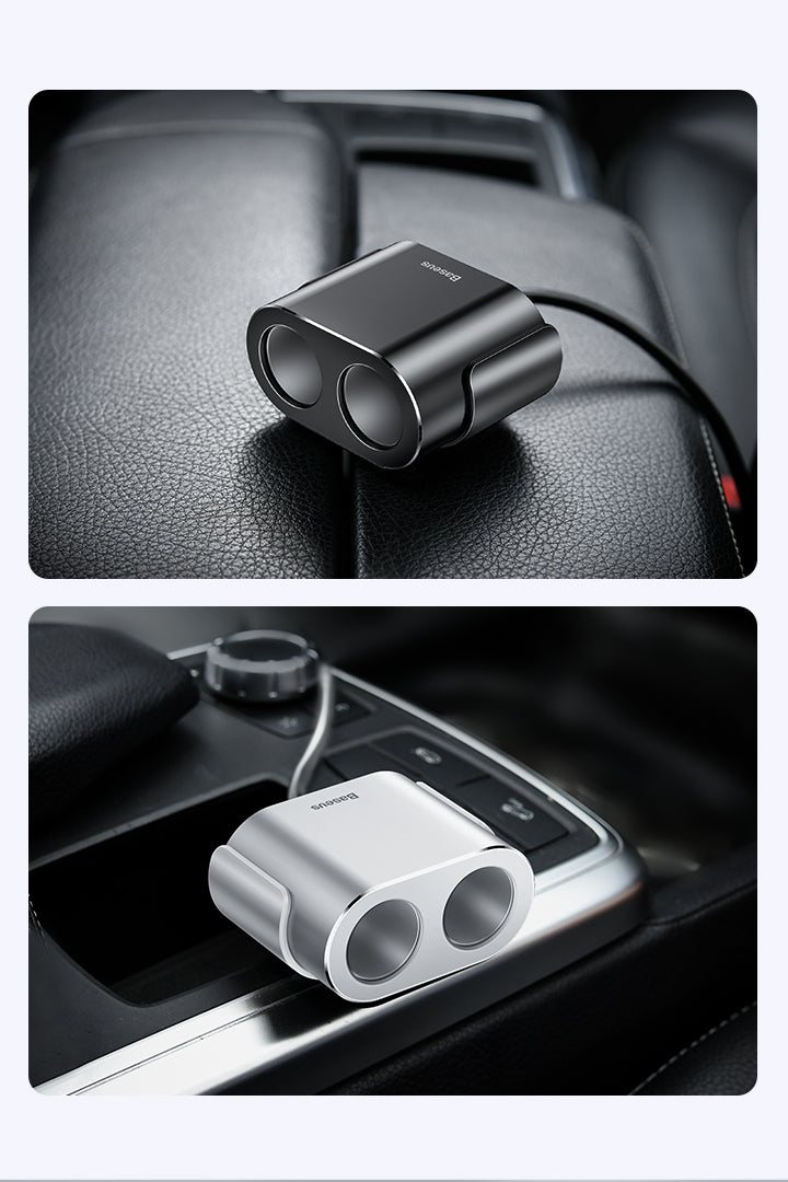 Baseus High Efficiency One to Two Cigarette Lighter(dual-cigarette lighter 80W +dual USB 3.1A)Black