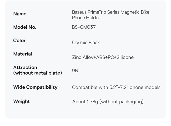 Baseus PrimeTrip Series Magnetic Bike Phone Holder Cosmic Black