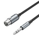 Vention 6.35mm TRS Male to XLR Female Audio Cable 3M Gray Aluminum Alloy Type