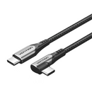 Vention USB 2.0 Type-C Male to Type-C Male Right Angle 3A Cable 1M Gray Aluminum Alloy Type