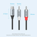 Vention USB-C Male to 2RCA Male with DAC Audio Cable 1M Gray
