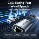 Vention USB-C + USB-A to 2.5 Gigabit Ethernet Adapter 0.15M Gray Aluminum Alloy Type