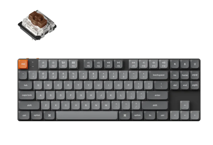Keychron K1M-B3 80% Brown Switch RGB Black QMK/VIA Low Profile Gateron Wireless Mechanical  Keyboard
