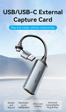 Vention HDMI-A to USB-C/USB-A Video Capture Card 0.1M Gray