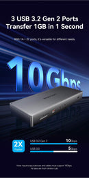 Vention USB-C to (DP+HDMI)/(USB-C+HDMI)/USB 3.2 Gen 2-C*2/USB 3.2 Gen 2-A/RJ45/SD/TF/PD DisplayLink Docking Station Gray Aluminum Alloy Type