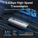 Vention USB-C + USB-A to 2.5 Gigabit Ethernet Adapter 0.15M Gray Aluminum Alloy Type