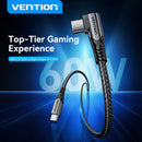 Vention USB 2.0 Type-C Male to Type-C Male Right Angle 3A Cable 1M Gray Aluminum Alloy Type