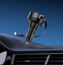 Baseus Enjoyment Pro Car Charger Retractable USB C & iPhone Cable 60W Cluster Black