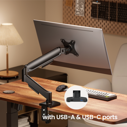 Bracom Super Economical Gas Spring Monitor Arm with USB Ports Black