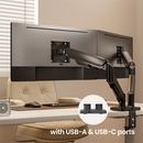 Bracom Super Economical Gas Spring Dual Monitor Arm with USB Ports Black