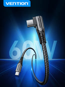 Vention USB 2.0 Type-C Male to Type-C Male Right Angle 3A Cable 1M Gray Aluminum Alloy Type