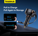 Baseus Enjoyment Pro Car Charger Retractable USB C & iPhone Cable 60W Cluster Black