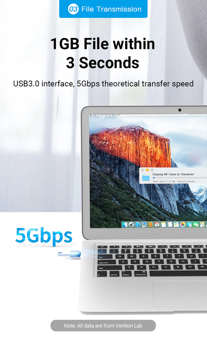 Vention USB-C Male to USB 3.0 Female OTG Adapter Gray Aluminum Alloy Type