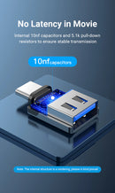 Vention USB-C Male to USB 3.0 Female OTG Adapter Gray Aluminum Alloy Type