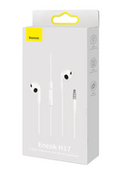 Baseus Encok 3.5mm Lateral In-Ear Wired Earphone H17 White