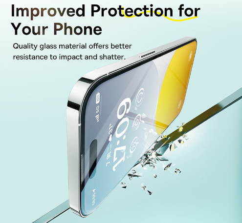OS-Baseus Sapphire series Privacy Protection Tempered Glass Screen Protector for IPhone 15 Pro Max