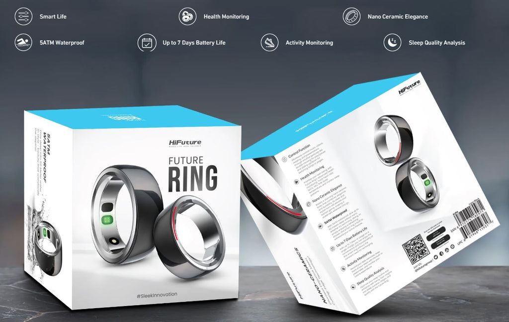 HiFuture Future Ring with Nano Ceramic Design, Health Monitoring, 5ATM  Waterproof