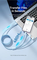 Vention USB 2.0 A Male to 3-in-1 USB-C & Lightning & Micro-B Male 3A Cable Aluminum Alloy 1.5m