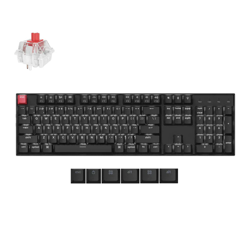 Keychron K10X-A1, 100% Full Size Lavout, QMK, White Backlight, Super Switch Red, Wireless Mechanical Keyboard