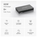 Mercusys MS110P, 10-Port 10/100Mbps Desktop Switch with 8-Port PoE+