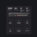 Mercusys MS126CP, 24-Port 10/100 Mbps + 2-Port Gigabit Rackmount Switch with 24-Port PoE+