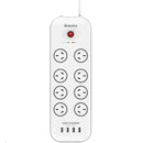 Huntkey SAC807 8 Outlet Surge Protected Powerboard with 4 USB Charging Ports Output:5V, 4A
