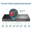 TP LINK TL-SL1218P 16-Port 10/100 Mbps + 2-Port Gigabit Rackmount Switch with 16-Port PoE+