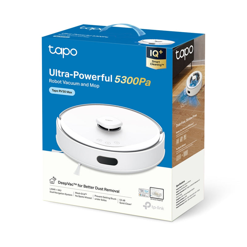 TP-Link Tapo RV30 Max White, 5300Pa Hyper Suction Robot Vacuum & Mop