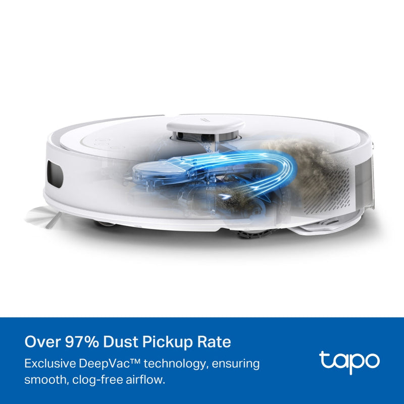 TP-Link Tapo RV30 Max Plus White, 5300Pa Hyper Suction Robot Vacuum & Mop + Smart Auto-Empty Dock
