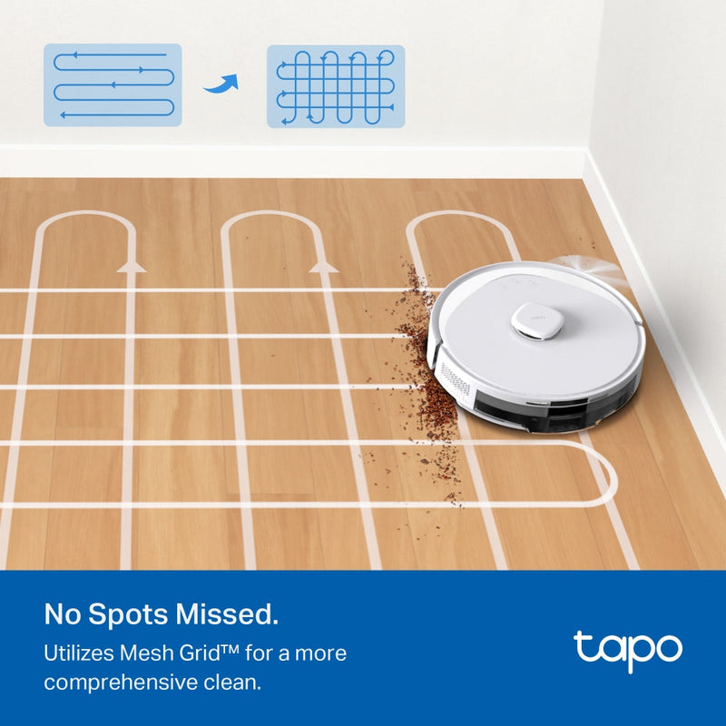 TP-Link Tapo RV30 Max Plus White, 5300Pa Hyper Suction Robot Vacuum & Mop + Smart Auto-Empty Dock
