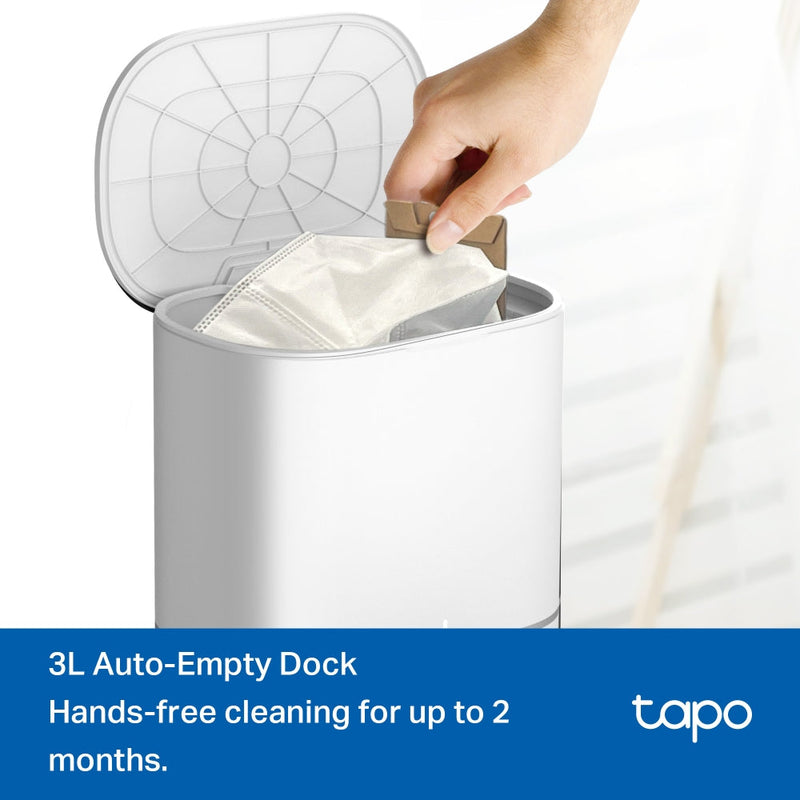 TP-Link Tapo RV30 Max Plus White, 5300Pa Hyper Suction Robot Vacuum & Mop + Smart Auto-Empty Dock