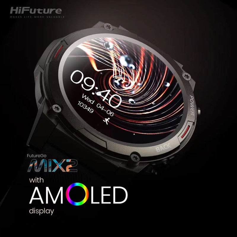 HiFuture FutureGo MIX2 outdoor bluetooth calling smartwatch, 1.43 " AMOLED Display, Black