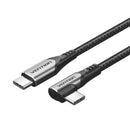 Vention USB 2.0 Type-C Male to Type-C Male Right Angle 3A Cable 2M Gray Aluminum Alloy Type