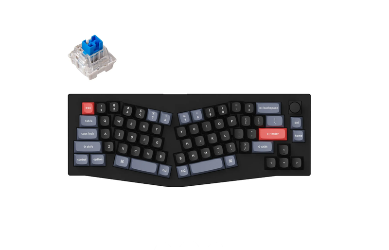 Keychron V8-D2, 65% Layout 68 Keys, Blue Switch, RGB, Black Frame, Hot-Swap, QMK, Keychron K Pro, Mechanical Wired Keyboard, With Knob, Alice Layout