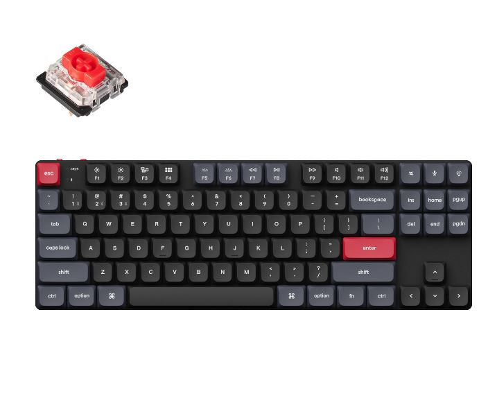 Keychron K1P-H1, 80% layout 87 Keys, Red Switch, RGB, Hot-Swap, Low Profile Gateron,  Mechanical Wireless Keyboard