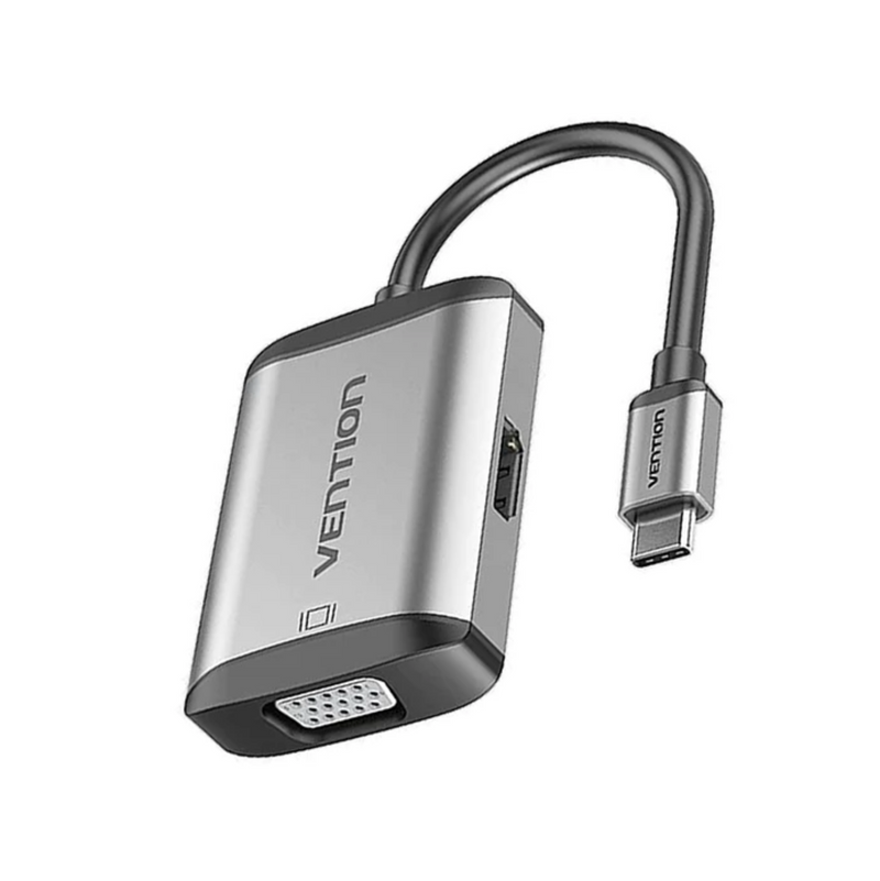 Vention Type-C to HDMI/VGA/USB3.0/PD Converter 0.15M Gray Metal Type