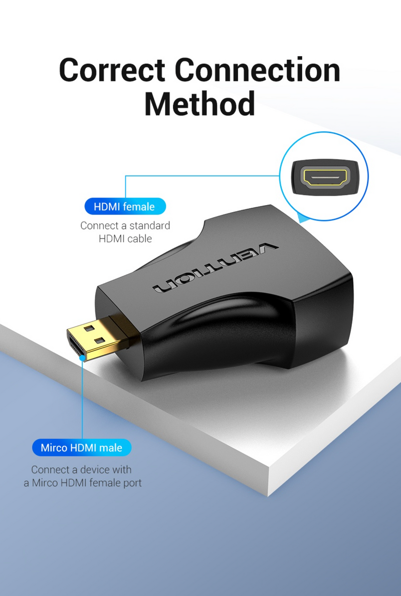 Vention Micro HDMI Male to HDMI Female Adapter Black