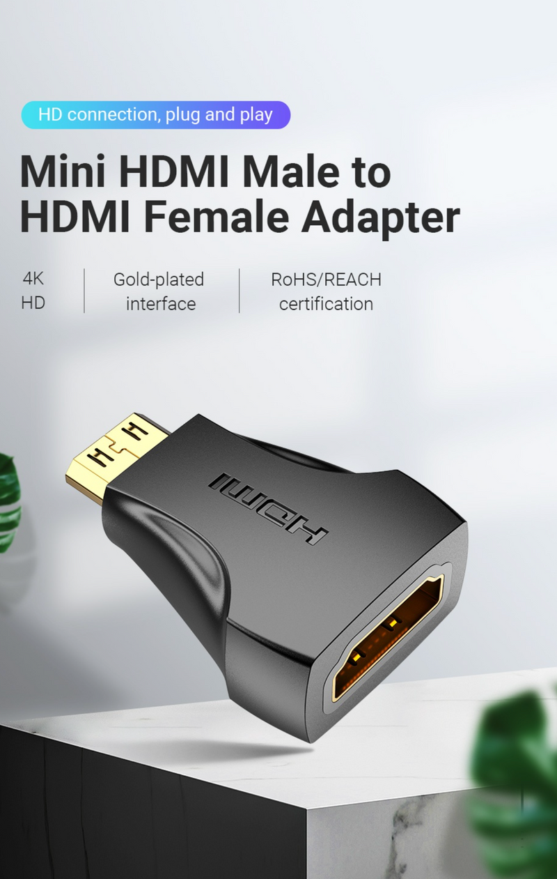 Vention Mini HDMI Male to HDMI Female Adapter Black