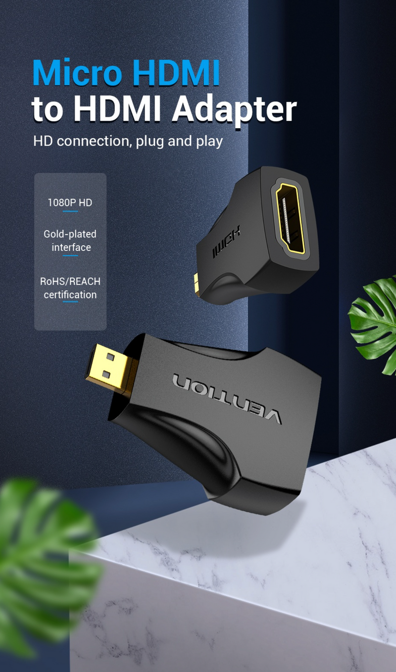 Vention Micro HDMI Male to HDMI Female Adapter Black