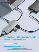 Vention USB-C to HDMI/USB 3.0x3/SD/TF/PD Docking Station , 0.15M Aluminium