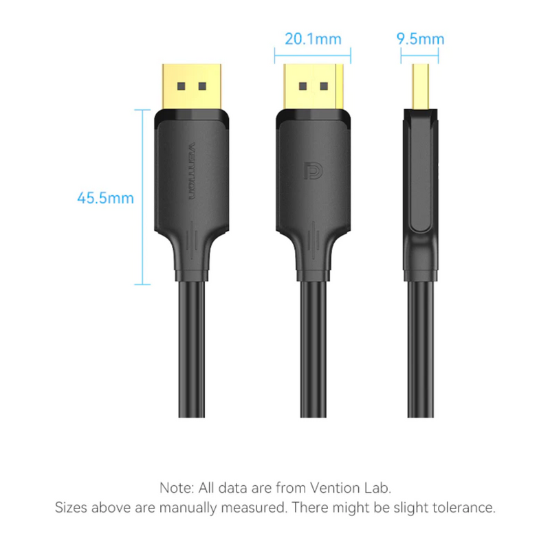 Vention DisplayPort Male to Male 4K HD Cable 5M Black