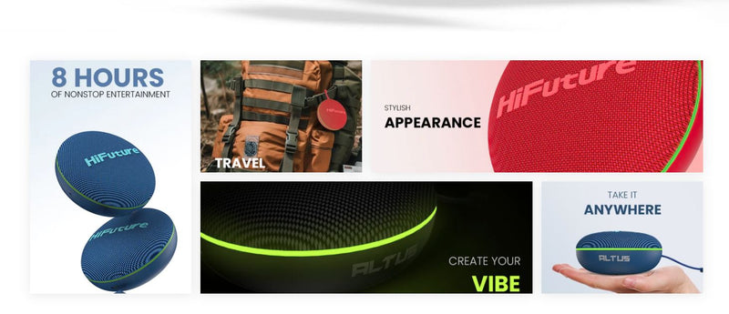HiFuture Altus Outdoor Bluetooth Speaker 10W, 8 hours Playtime, Red