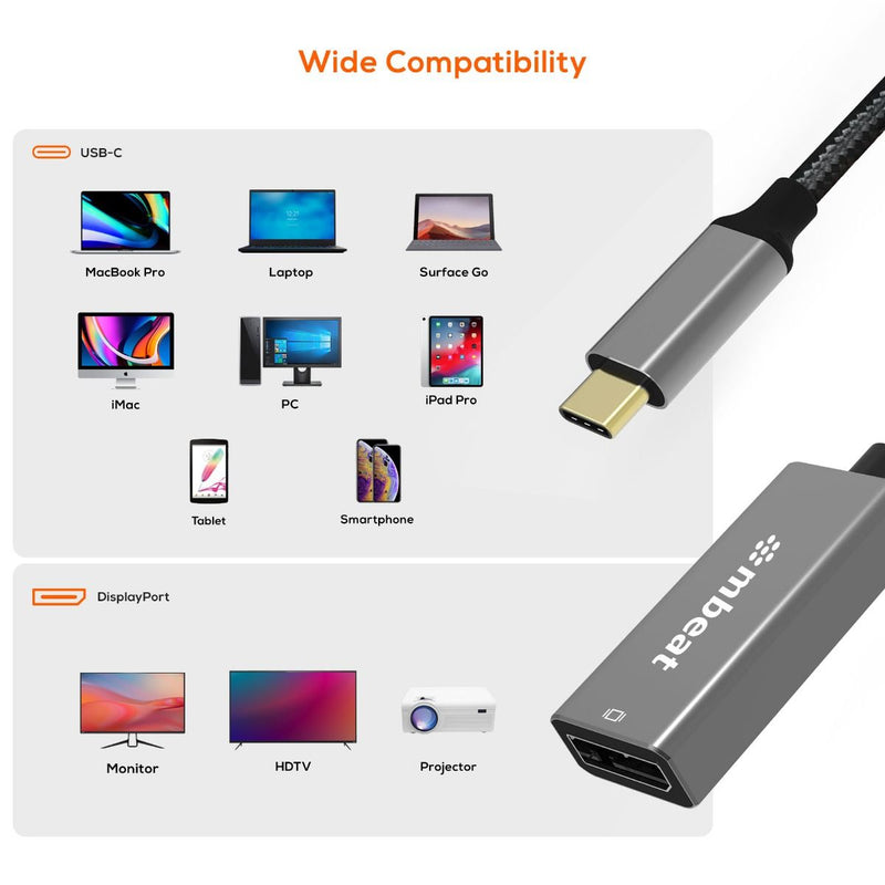 mbeat Tough Link USB-C to DisplayPort Adapter - Space Grey