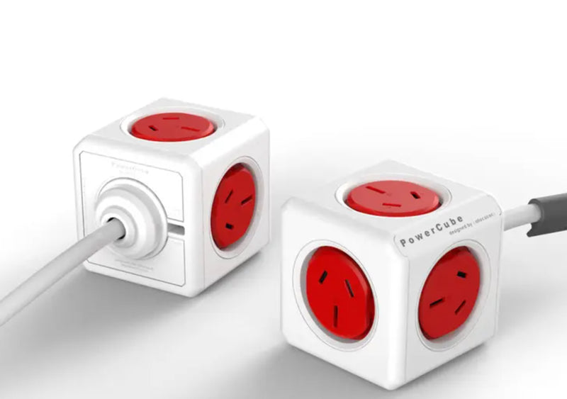 ALLOCACOC POWERCUBE Extended 5 Outlets, 1.5M - RED